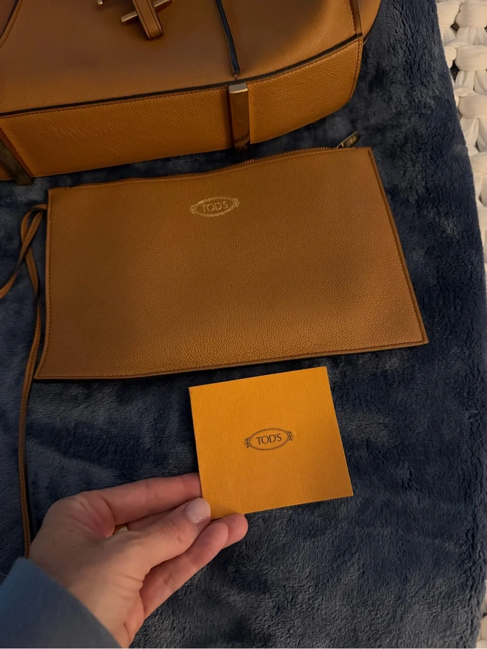 Tod's Cognac Leather Tote with Gold T Hardware